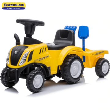 New Holland walking car tractor with trailer yellow