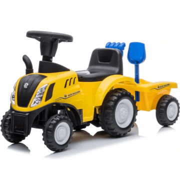 New Holland walking car tractor with trailer yellow