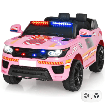 Kijana police electric children's car Land Rover pink